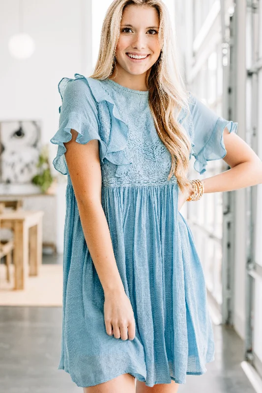 Soft Clothing Realized Love Dusty Blue Lace Dress