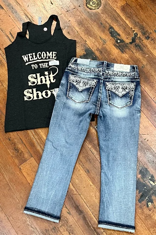 Daily Comfort Miss Me "All Jazzed Up" Mid Rise Capri