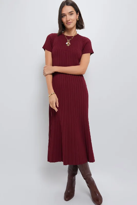 Casual Elegance Oxblood Knit Murphy Swing Dress