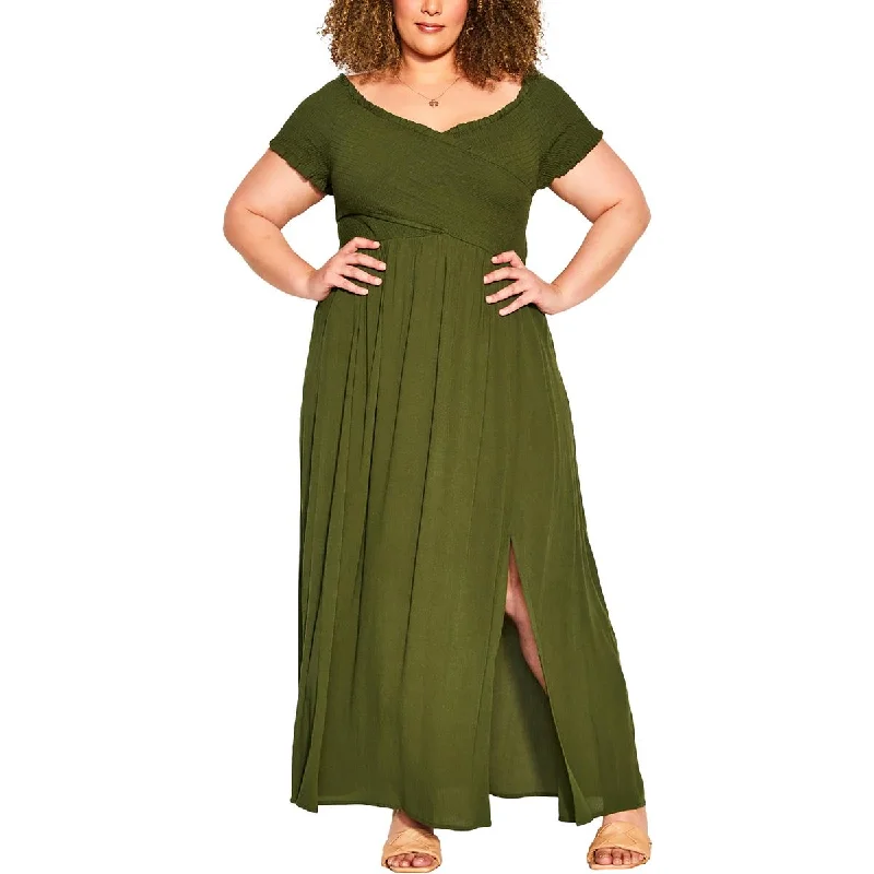 Effortless Elegance City Chic Womens Plus Smocked  Maxi Dress