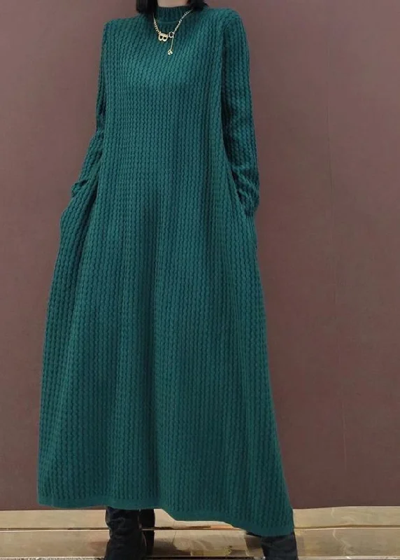 Urban Comfort Chunky O Neck Sweater Dress Outfit Vintage Funny Knitted Dress