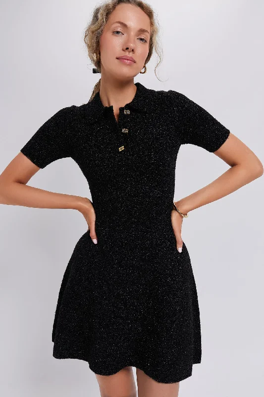 Exquisite Craftsmanship Black Sparkle Doubleface Mini Dress