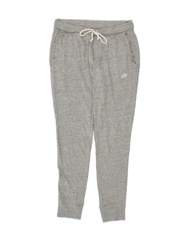 Relaxed Chic NIKE Womens Tracksuit Trousers Joggers UK 12 Medium Grey Cotton