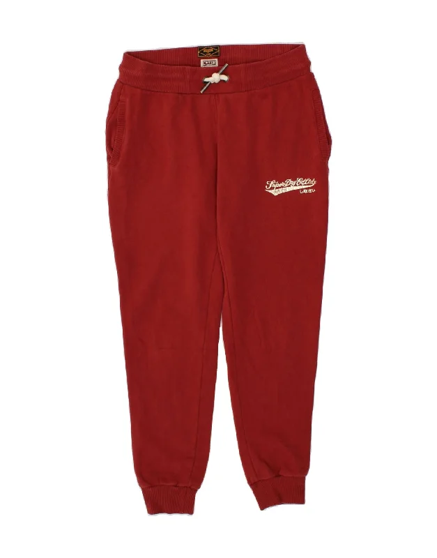 Soft Comfort SUPERDRY Womens Tracksuit Trousers Joggers UK 12 Medium Red