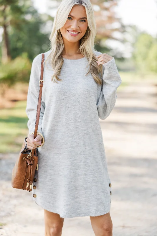 Soft Touch Feeling Your Best Heather Gray Sweater Dress