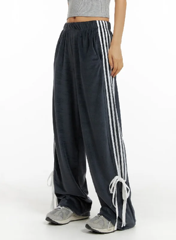 Trendy Looks Tie-Stripe Nylon Pants CF427