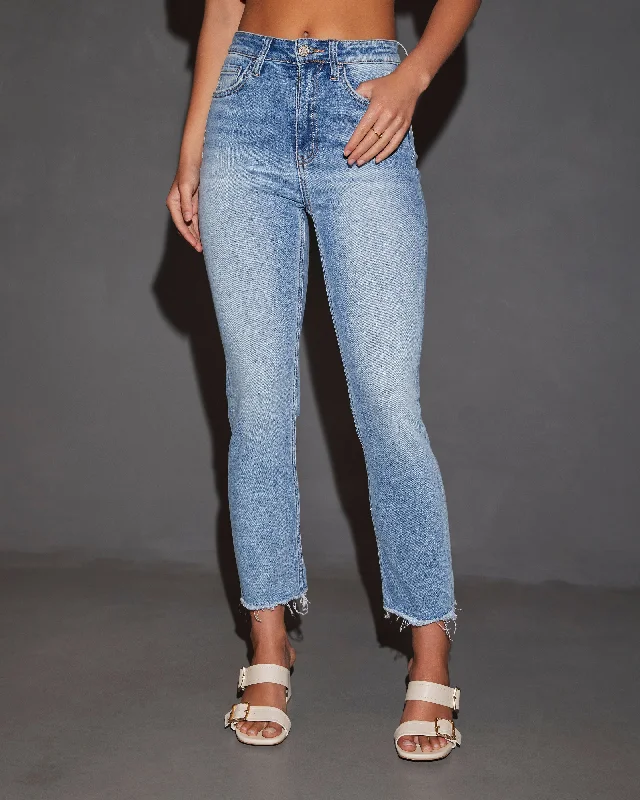 Breathable Style Elize High Rise Frayed Ankle Denim