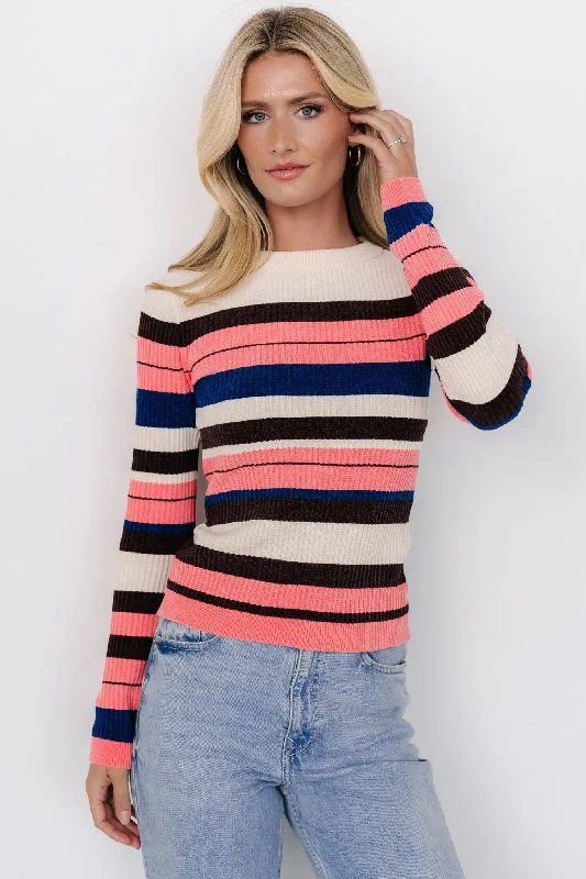 Trendy Looks Milwaukee Striped Sweater | Coral Multi