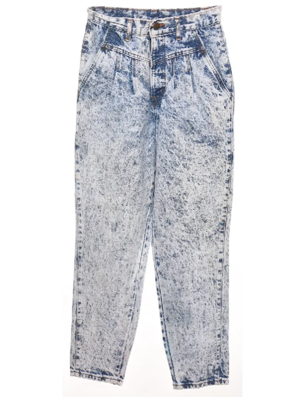 Trendy Wear Acid Wash Tapered 1980s Jeans - W24 L30