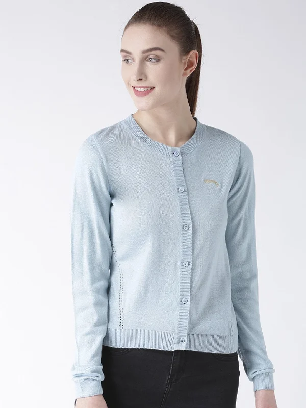 Fashion Must-have Women Cotton Casual Long Sleeve  Blue Winter Sweaters