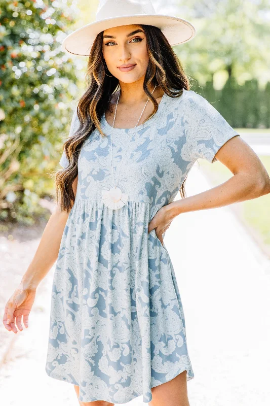 Soft Comfort Playful Playlist Blue Paisley Babydoll Dress