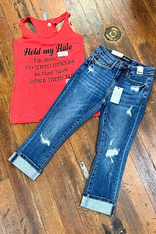 Casual Elegance Judy Blue Mid-Rise Cuffed Capri