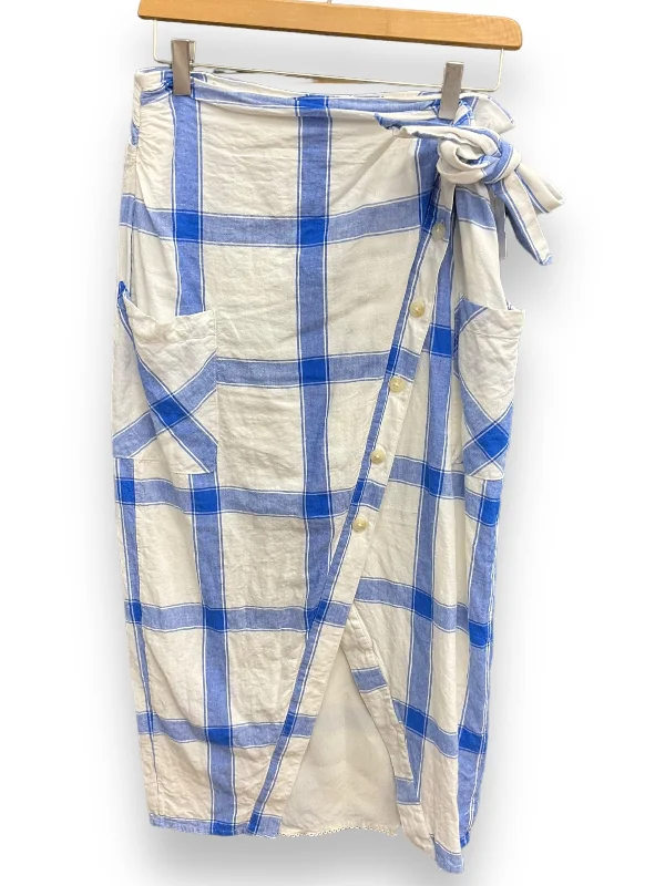 Cozy Outerwear Skirt Maxi By Maeve In Blue & White, Size: M