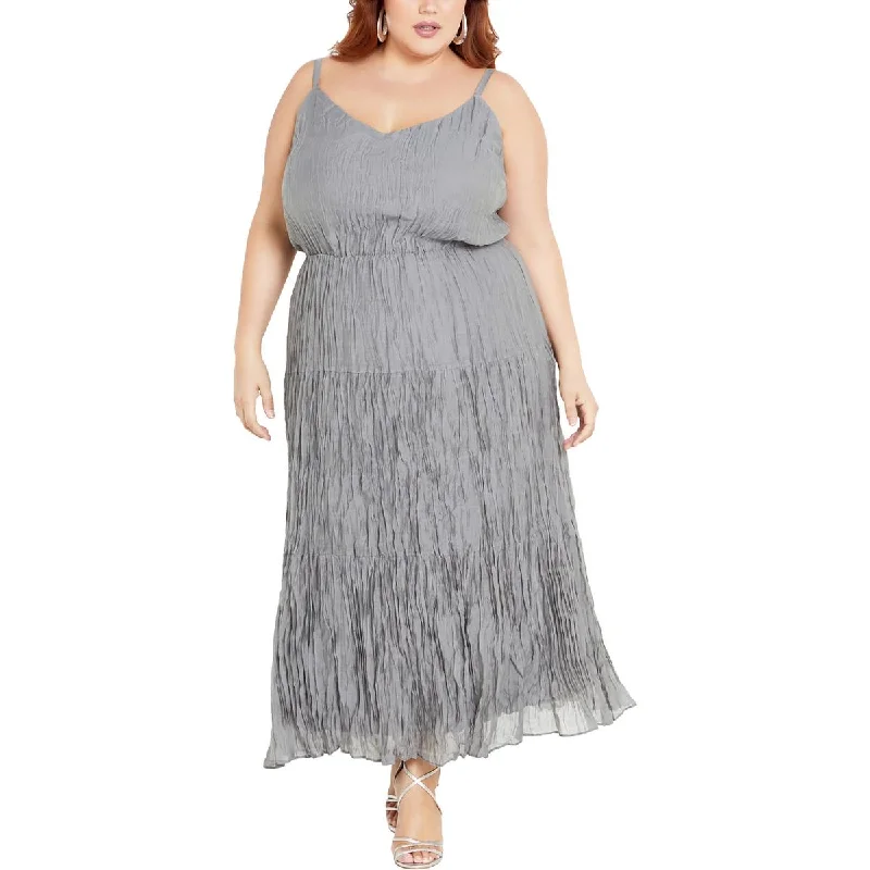 Effortless Comfort City Chic Womens Plus Long Pleated Maxi Dress