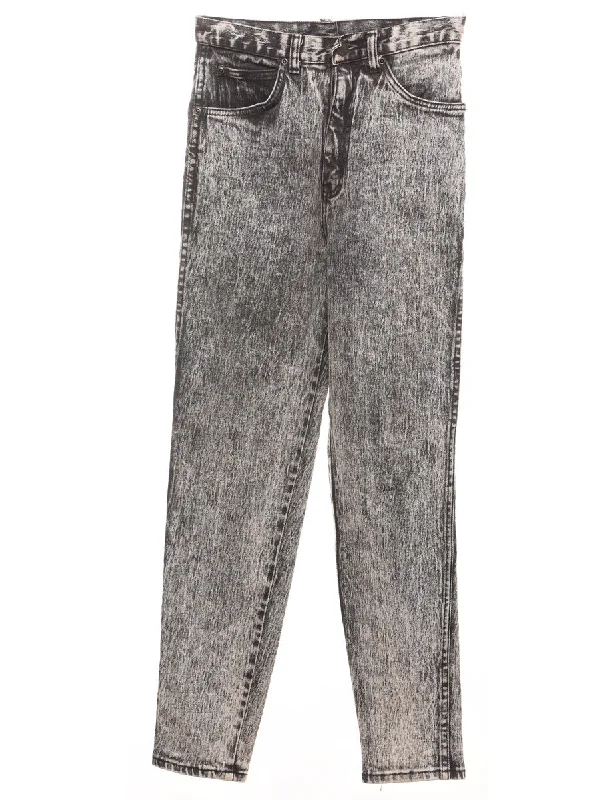 Cozy Sweaters High Waist Acid Wash 1980s Tapered Jeans - W26 L29
