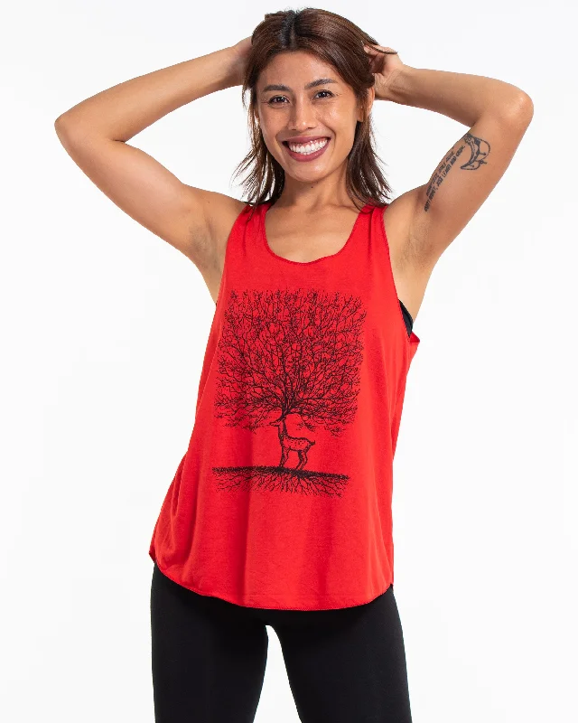 Exquisite Tailoring Womens Bambi Tree Tank Top in Red