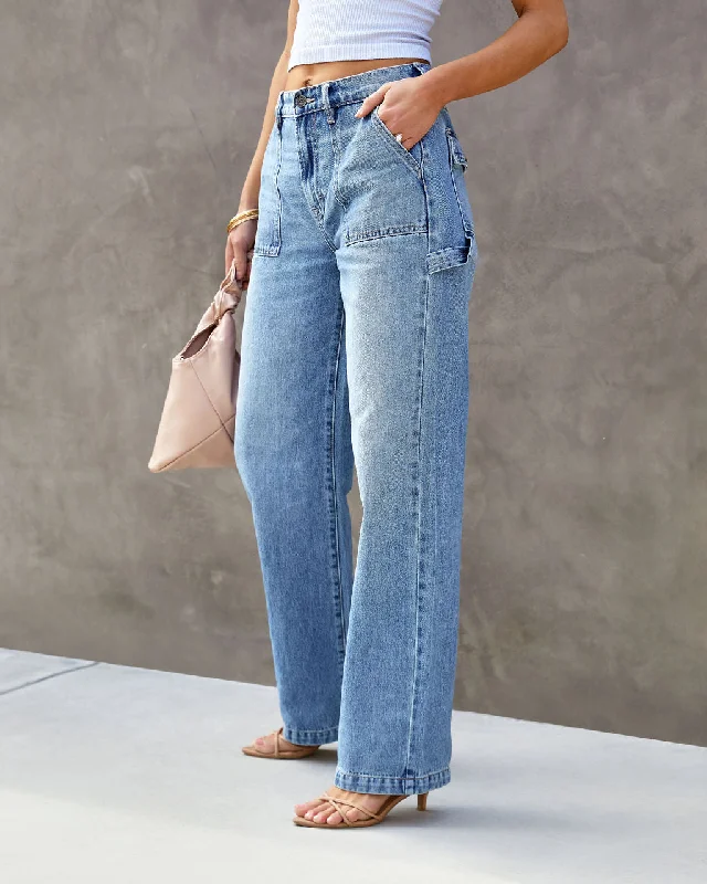 Trendy Casuals Laurent High Waisted Carpenter Wide Leg Jeans