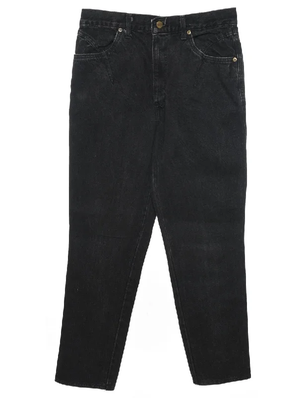 Relaxed Style High Waist Black Tapered Jeans - W27 L26
