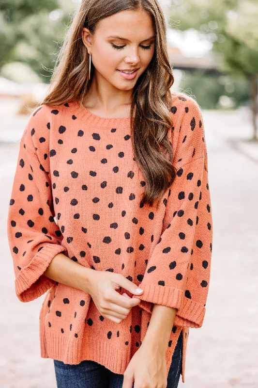 Simple Elegance Get Moving Canyon Clay Orange Spotted Sweater