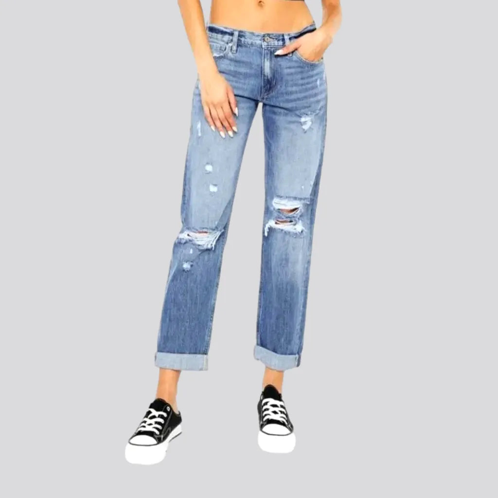 Cozy Outfit Mid-waist women's rolled-hem jeans