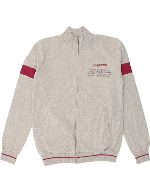 Modern Chic LOTTO Womens Graphic Tracksuit Top Jacket UK 16 Large Grey Colourblock