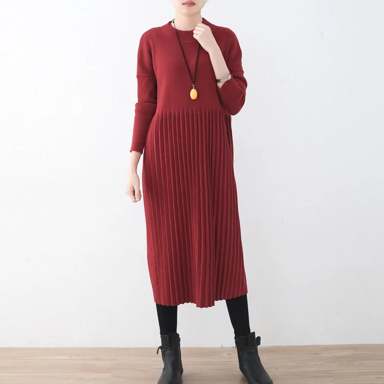 Effortless Wear women red long sweaters oversized o neck sweater fine Cinched fall dresses Effortless Wear women red long sweaters oversized o neck sweater fine Cinched fall dresses