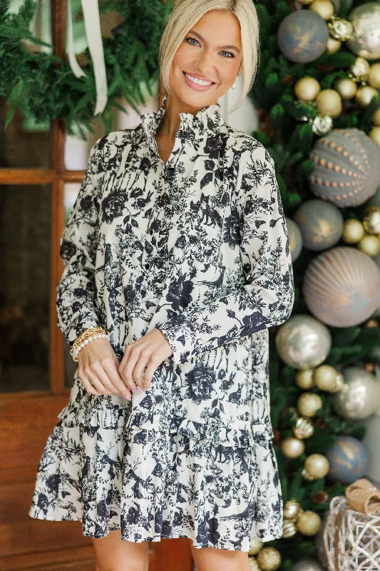 Cozy Fit Looking For You Black Toile Babydoll Dress