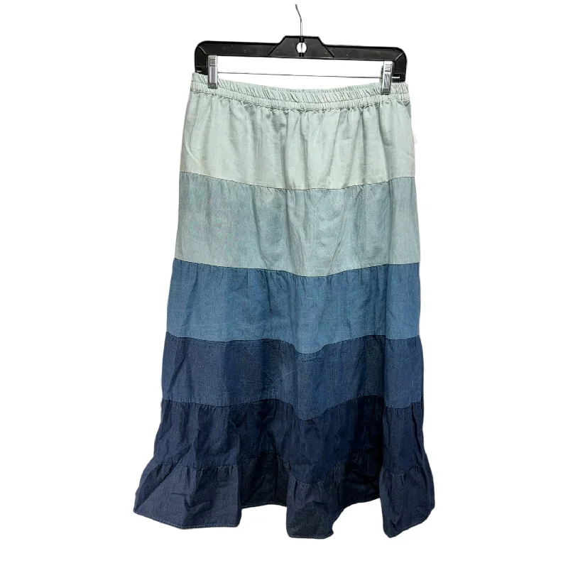 Stylish Comfort Tiered Denim Skirt Maxi By New Directions In Ombre Print, Size: M