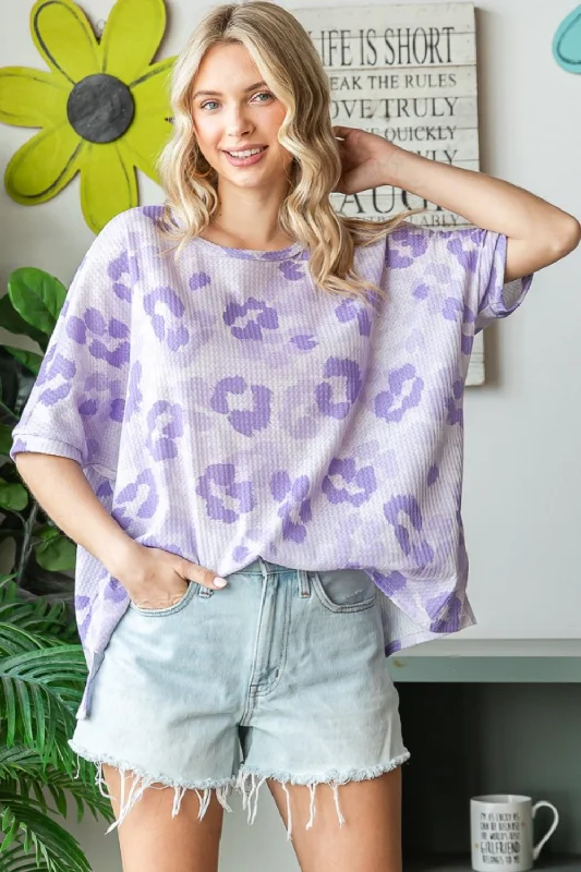 Relaxed Chic Print Waffle Oversized T-Shirt