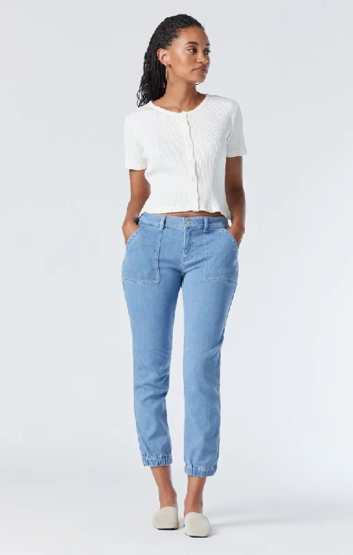 Lounge Chic IVY SLIM CARGO IN LIGHT FEATHER BLUE