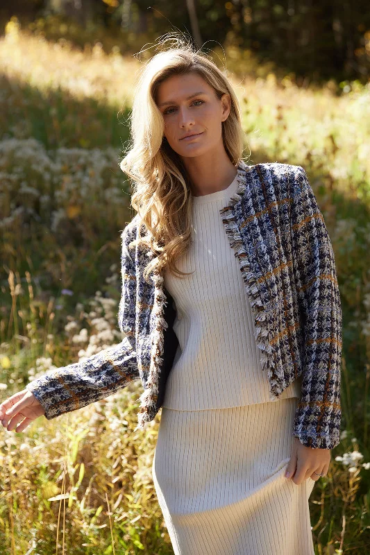 Easy Fashion Anna Plaid Tweed Jacket-FINAL SALE