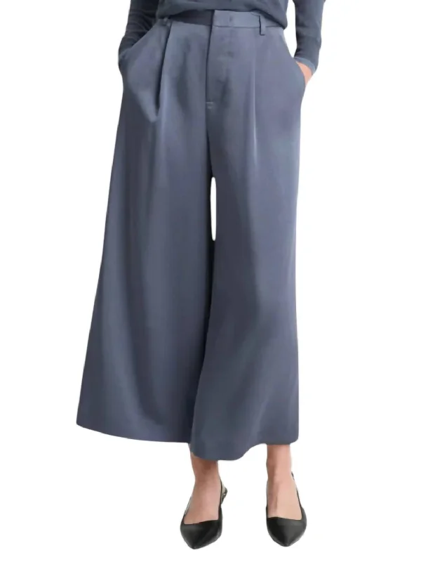 Design Must-have Mid Rise Satin Culotte Pants In Dark Water
