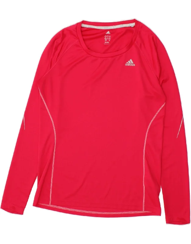 Casual Wear ADIDAS Womens Top Long Sleeve UK 12/14 Medium Pink Polyester