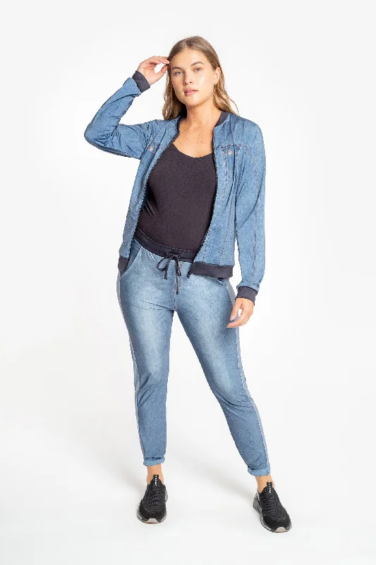 Simple Style Blend Denim Boyfriend Pants