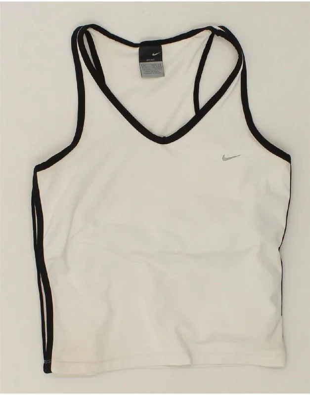 Soft Clothing NIKE Womens Dri Fit Crop Vest Top UK 14/16 Large White Polyester