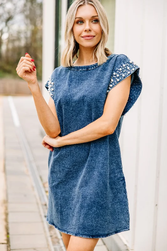Versatile Style Be Bold Dark Denim Embellished Dress