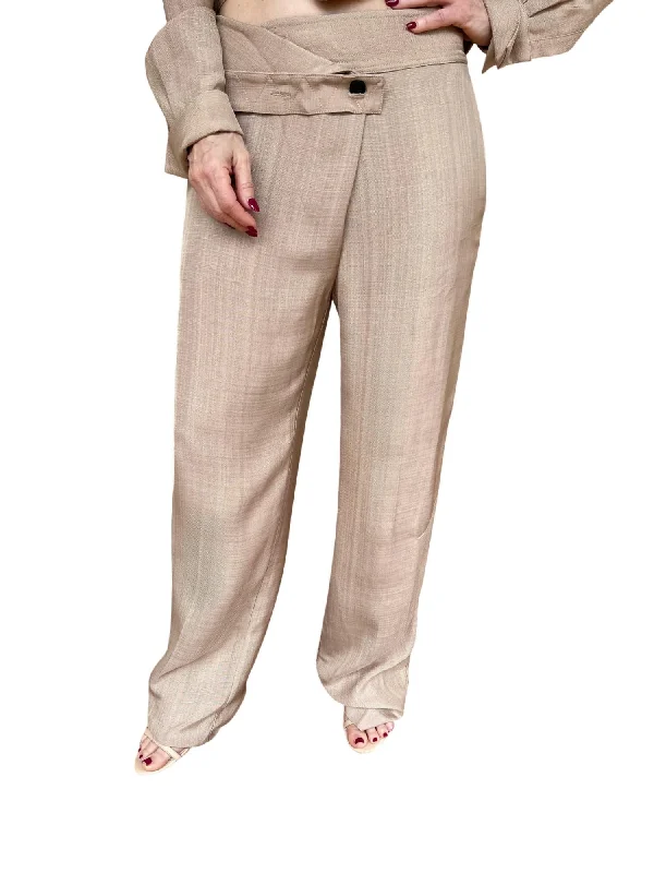 Soft Textures Sumi Fold Over Pant In Sand