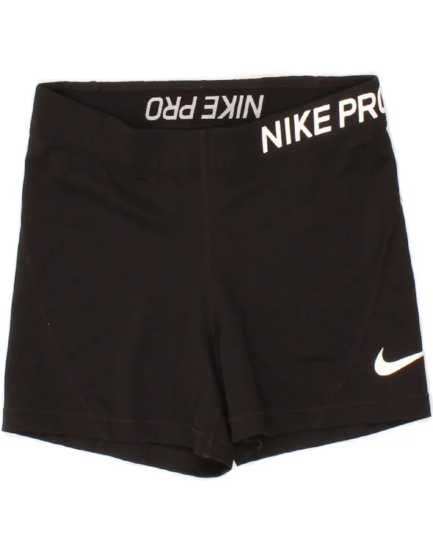 Comfortable Looks NIKE Womens Dri Fit Graphic Sport Shorts UK 10 Small Black