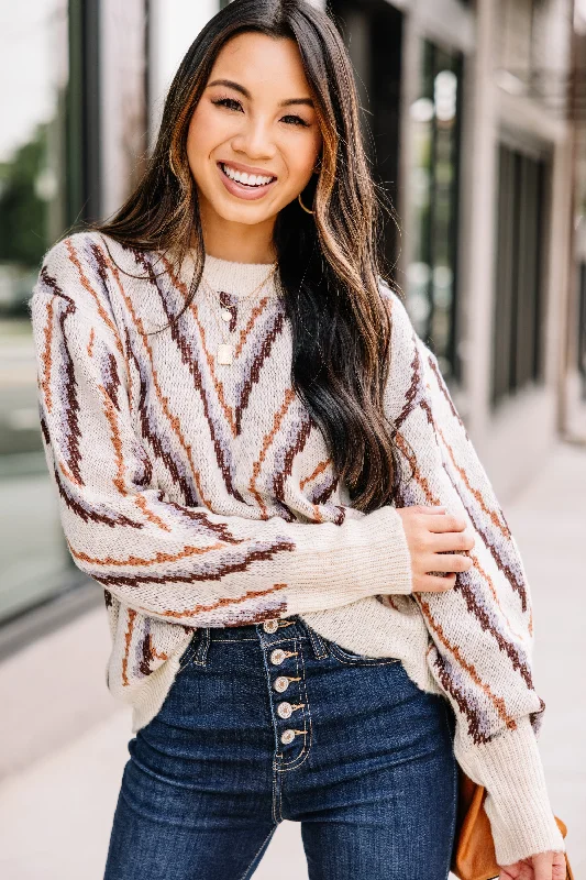 Basic Comfort Give Love Plum Purple Chevron Sweater