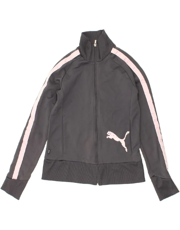 British Style PUMA Womens Graphic Tracksuit Top Jacket UK 14 Medium Grey Colourblock British Style PUMA Womens Graphic Tracksuit Top Jacket UK 14 Medium Grey Colourblock
