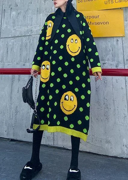 Fashion Comfort Women o neck baggy Sweater dress outfit plus size green dotted Fuzzy knitted dress Fashion Comfort Women o neck baggy Sweater dress outfit plus size green dotted Fuzzy knitted dress