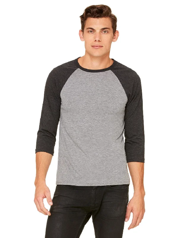Everyday Comfort Bella+Canvas Unisex Triblend 3/4-Sleeve Baseball T-Shirt | Gry/ Chr Blk Trb
