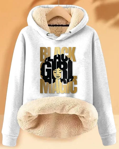 Relaxed Chic Plush and Warm Black Girl Magic Long-sleeved Hoodie