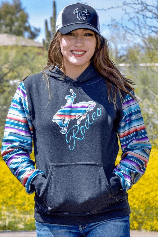 Chic Relaxation Cowboy Hardware Women's Black Rodeo Raglan Hoodie