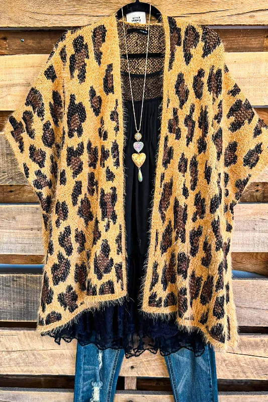 Versatile Wear It's In The Air Sweater Cardigan - Camel Leopard