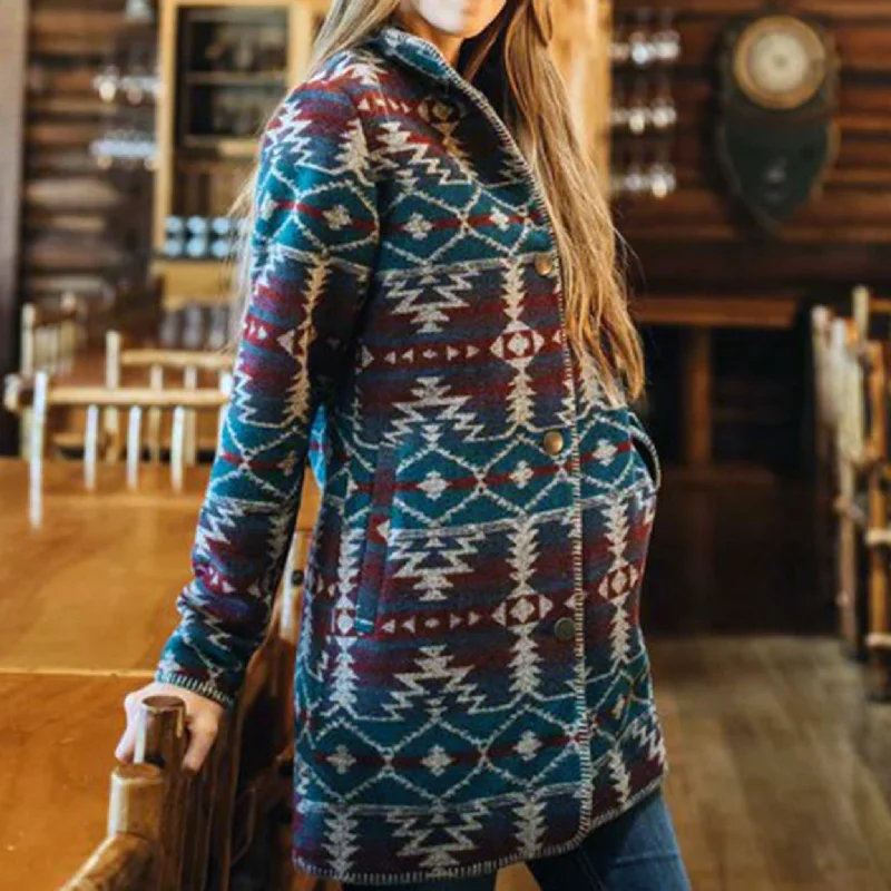Casual Elegance Outback Trading Women's Beet Aztec Long Moree Jacket