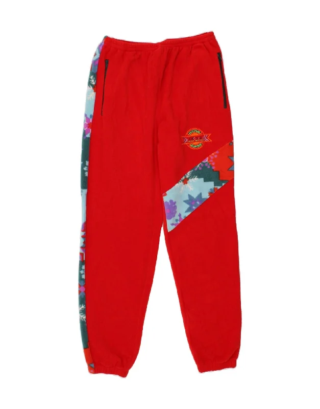 Relaxed Fit VINTAGE Womens Fleece Tracksuit Trousers Joggers UK 18 XL Red Colourblock Relaxed Fit VINTAGE Womens Fleece Tracksuit Trousers Joggers UK 18 XL Red Colourblock