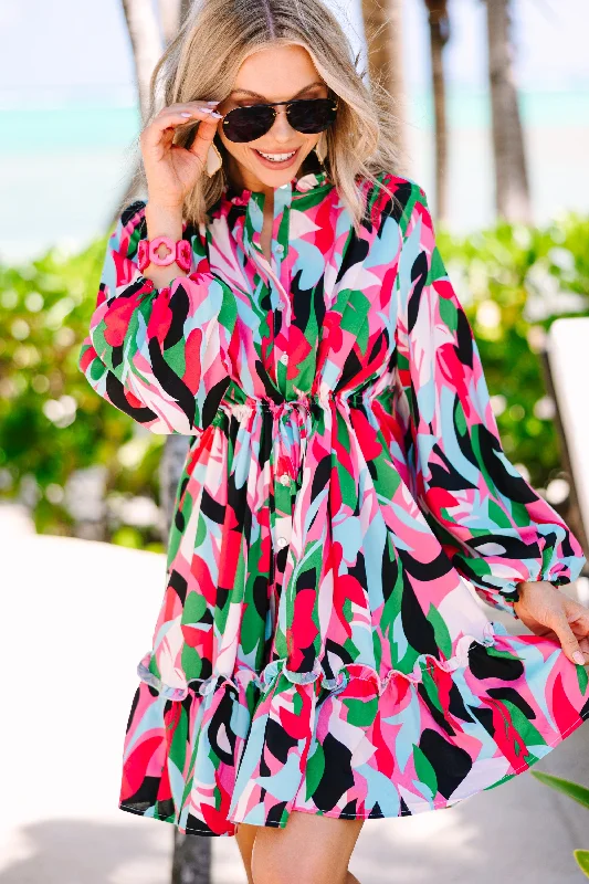 Minimal Comfort Beautifully You Green Abstract Dress
