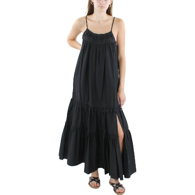 Trendy Wear Black Halo Womens Full Length Tiered Maxi Dress