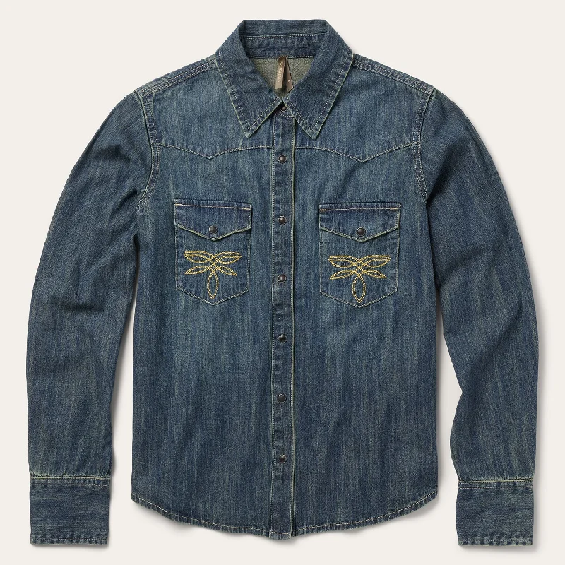Trendy Wear Dirty Denim Boyfriend Fit Shirt